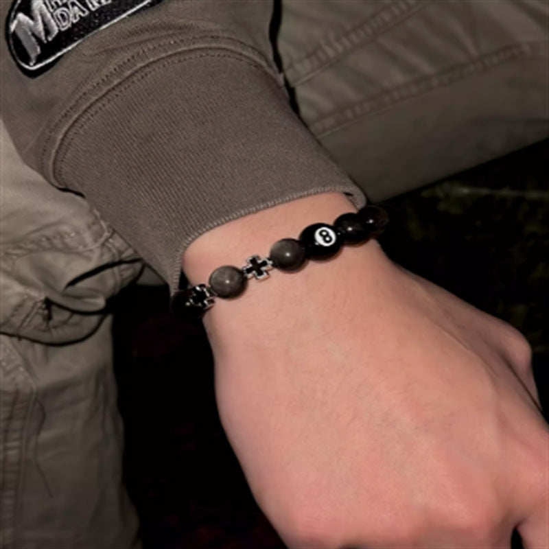 Wholesale Obsidian Cross Billiard Bracelet Beaded Bracelet